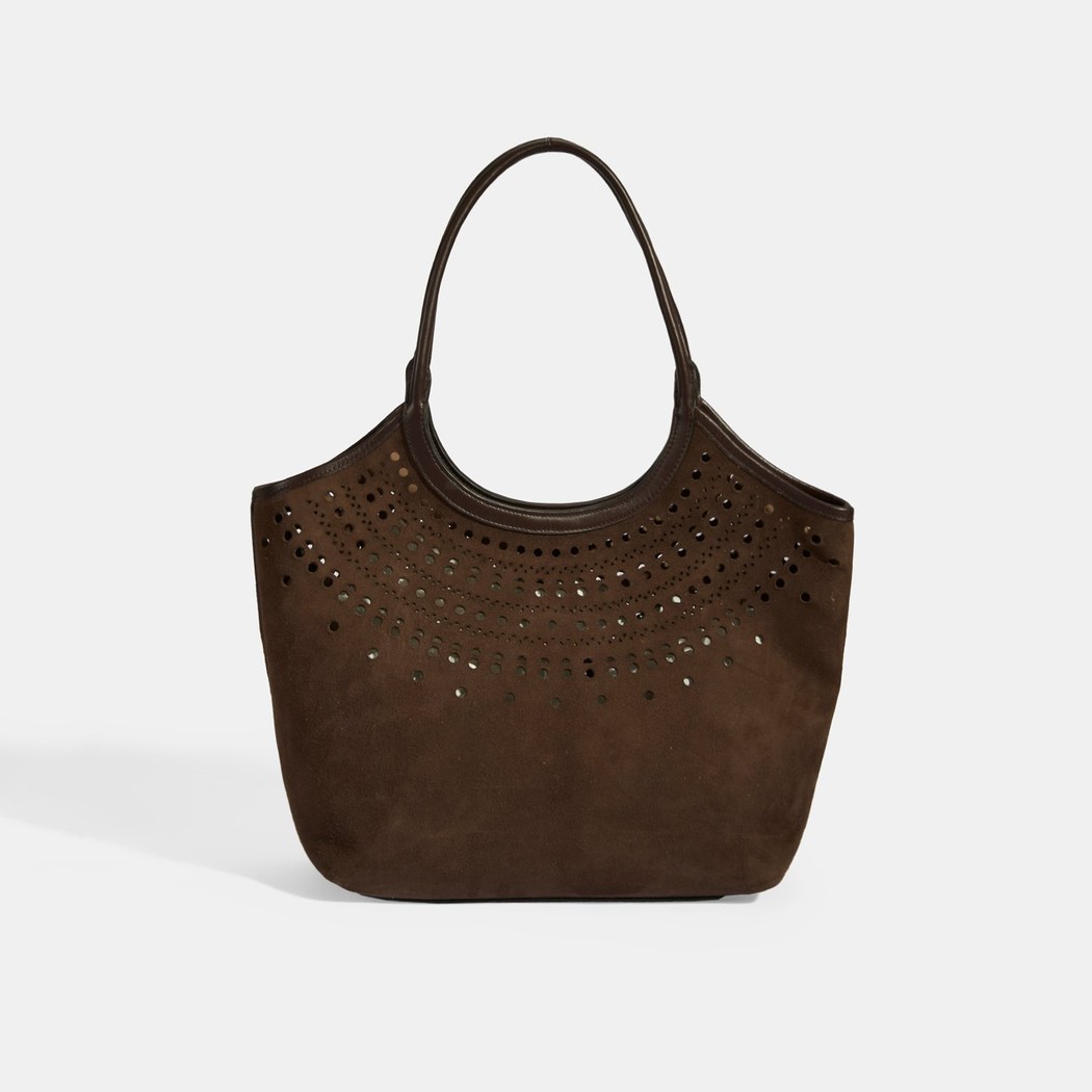 Kadın Kahve Perforeli Süet Omuz Çantası