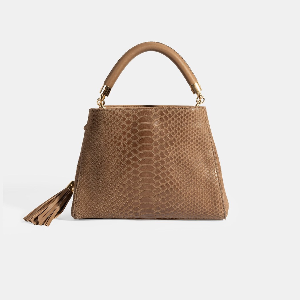 Kadın Kahve Püskül Aksesuarlı Deri El Çantası