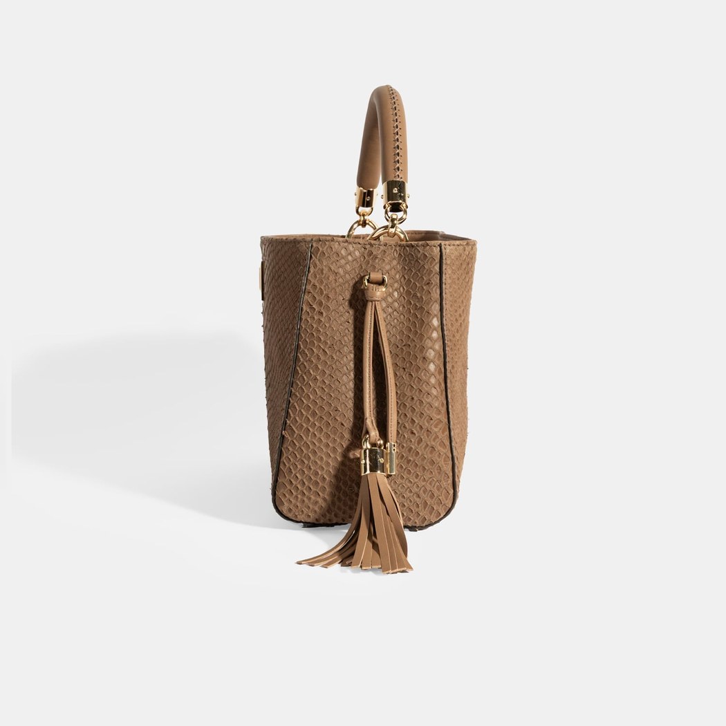 Kadın Kahve Püskül Aksesuarlı Deri El Çantası