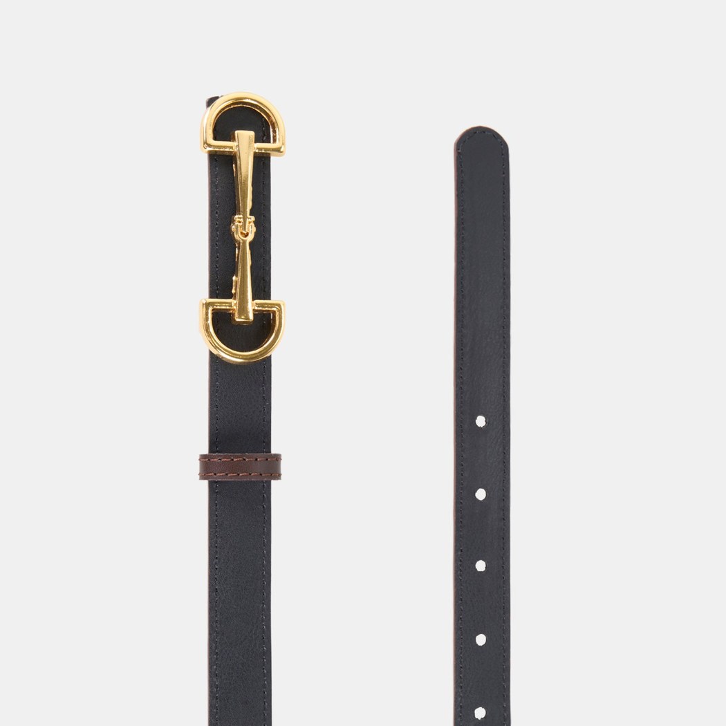 Kadın Kahve / Siyah Çift Taraflı Deri Kemer