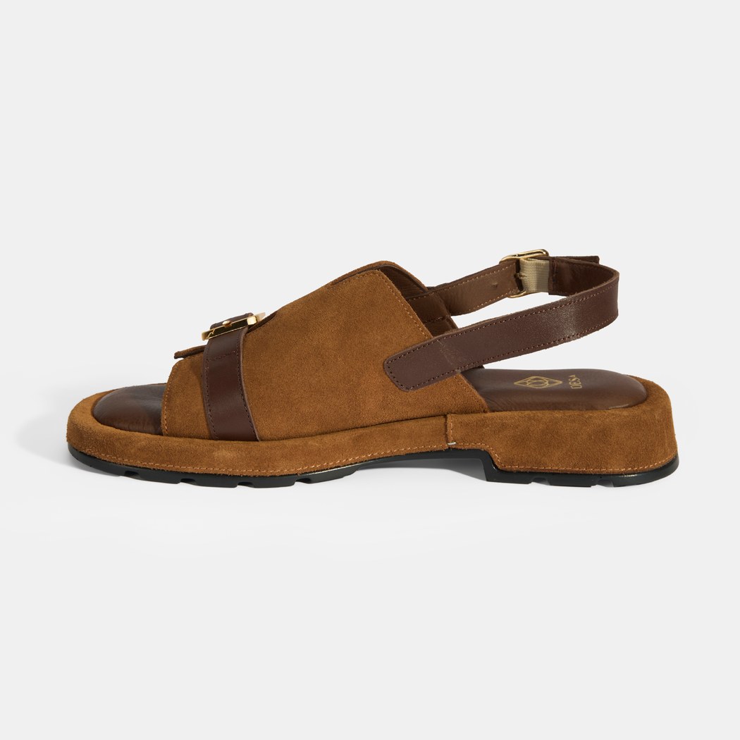 Kadın Kahve Süet Tokalı Sandalet