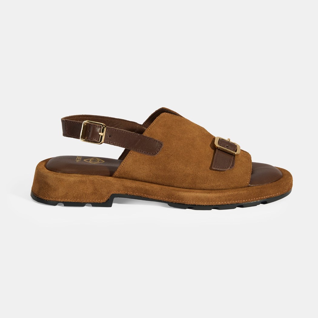 Kadın Kahve Süet Tokalı Sandalet