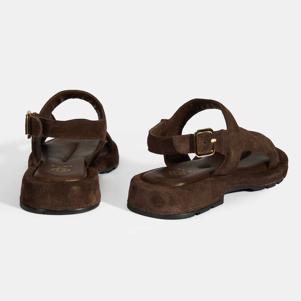 Kadın Kahve Süet Tokalı Sandalet