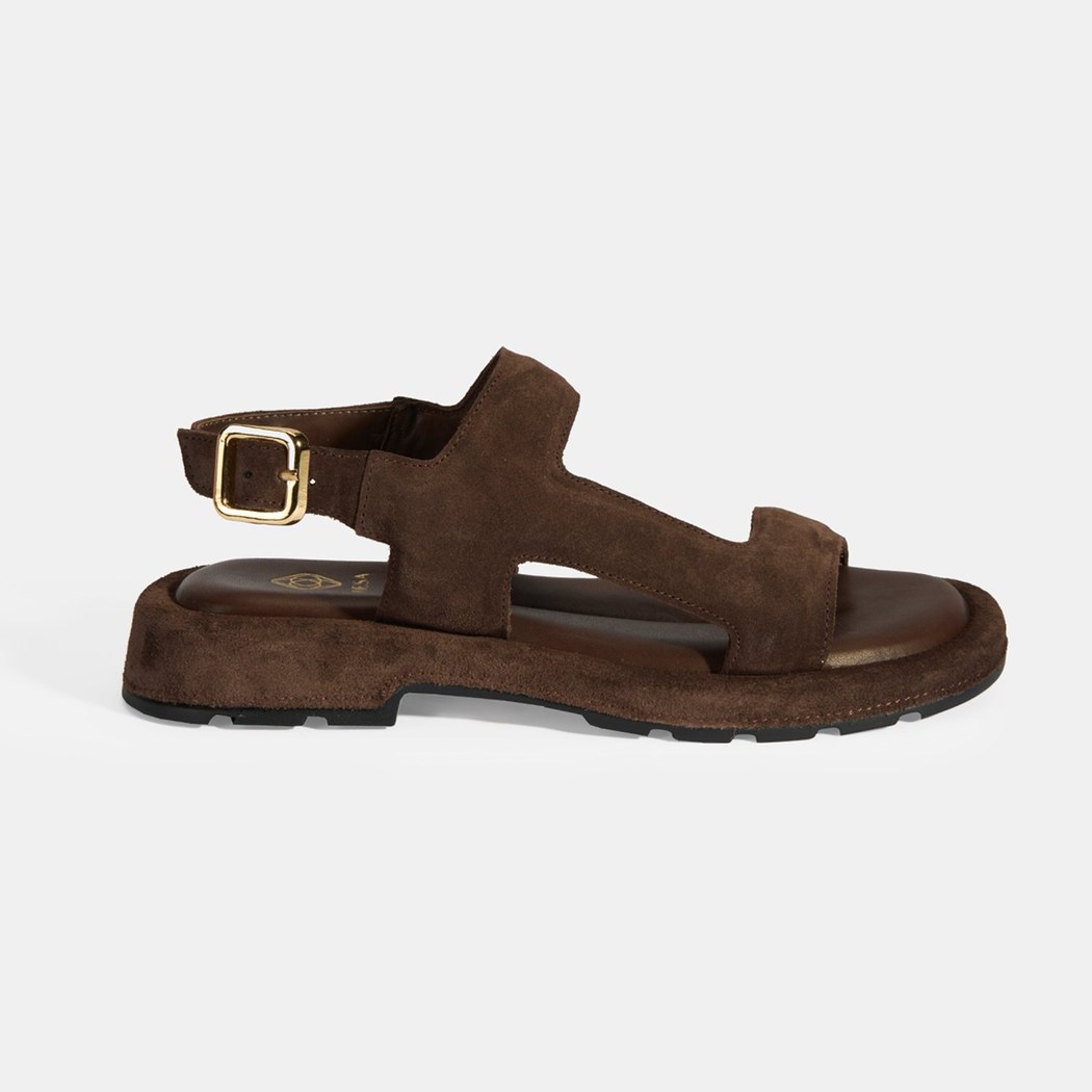 Kadın Kahve Süet Tokalı Sandalet