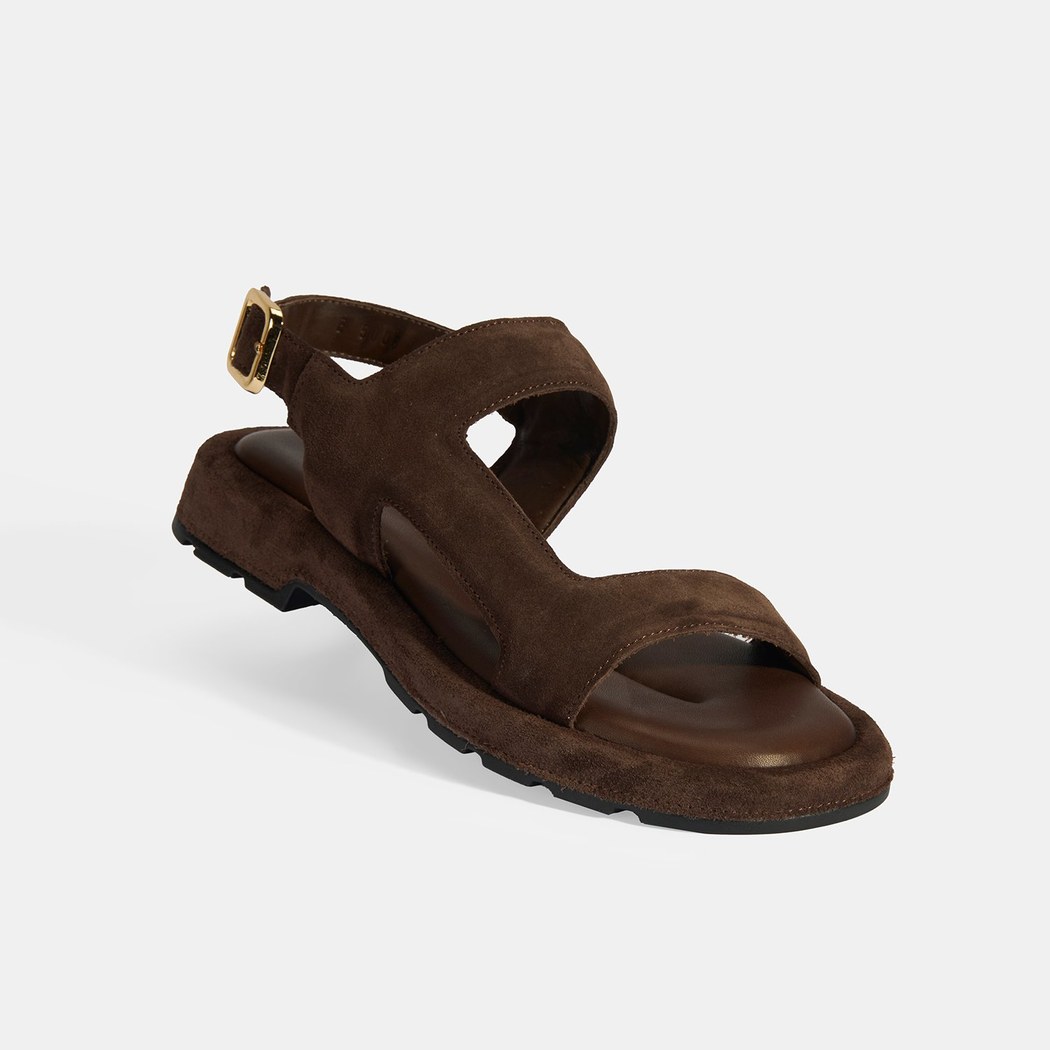 Kadın Kahve Süet Tokalı Sandalet