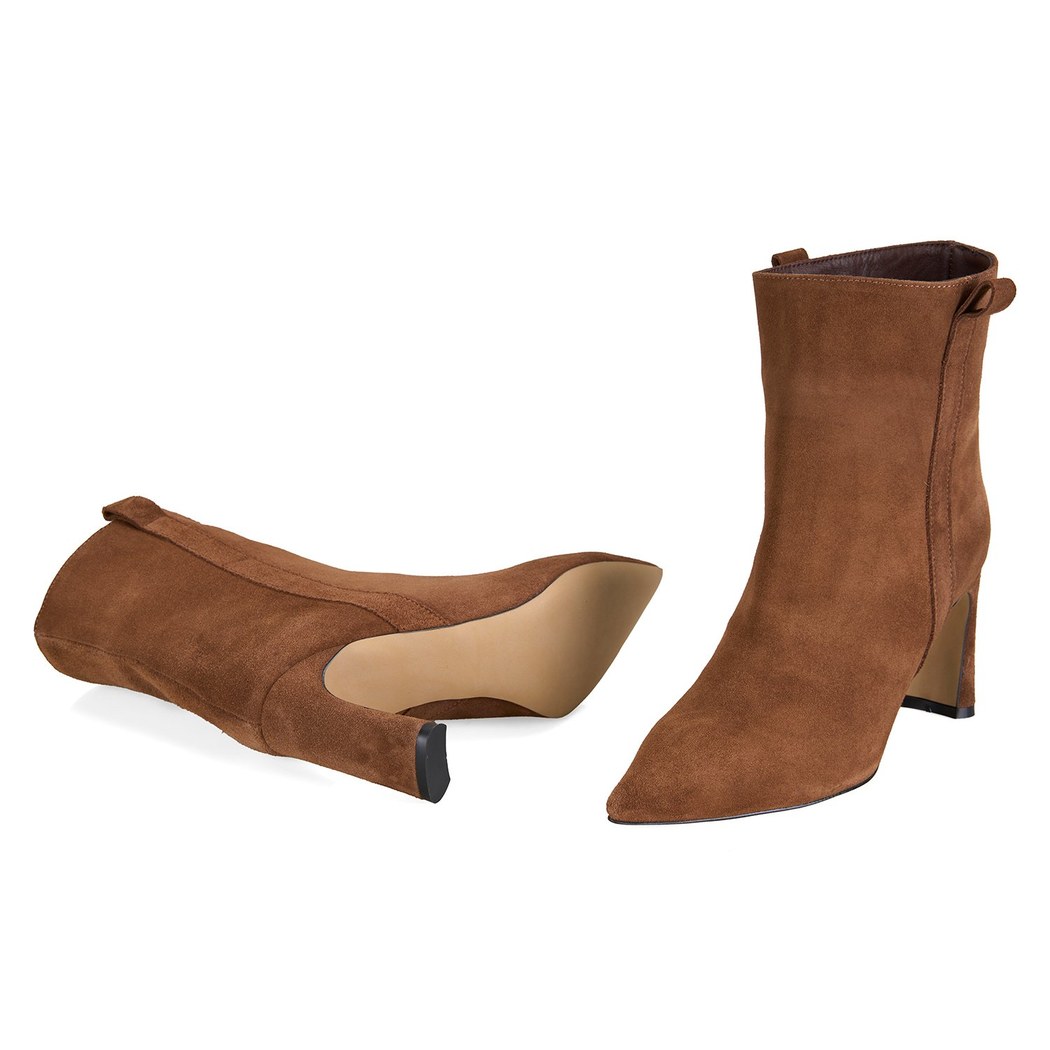 Kadın Kahve Süet Topuklu Bot