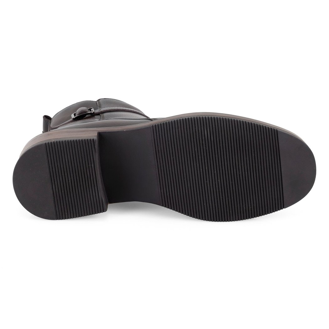 Kadın Kahve Toka Aksesuarlı Deri Bot