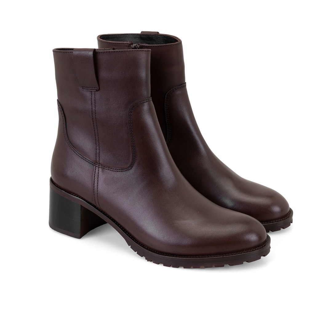 Kadın Kahve Topuklu Deri Bot