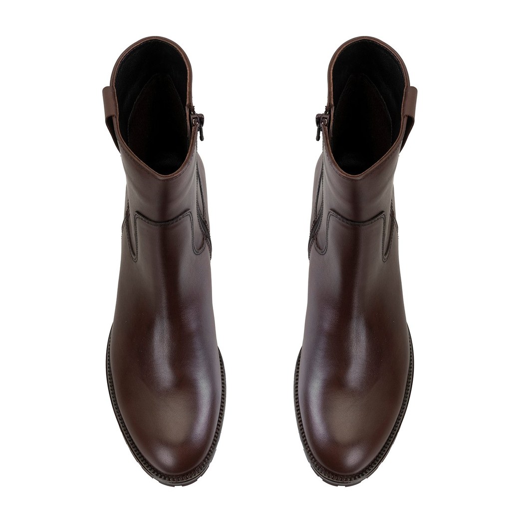 Kadın Kahve Topuklu Deri Bot