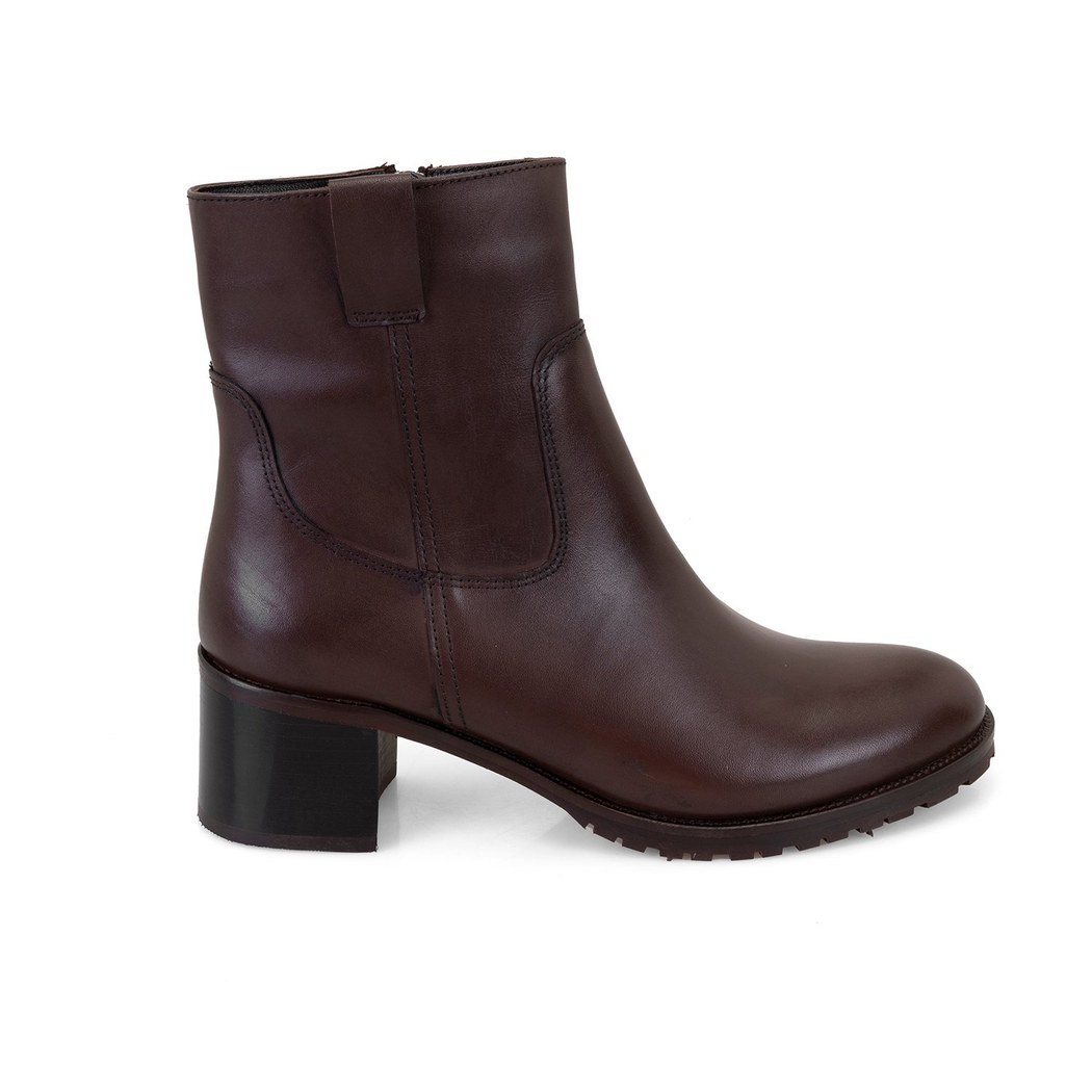 Kadın Kahve Topuklu Deri Bot