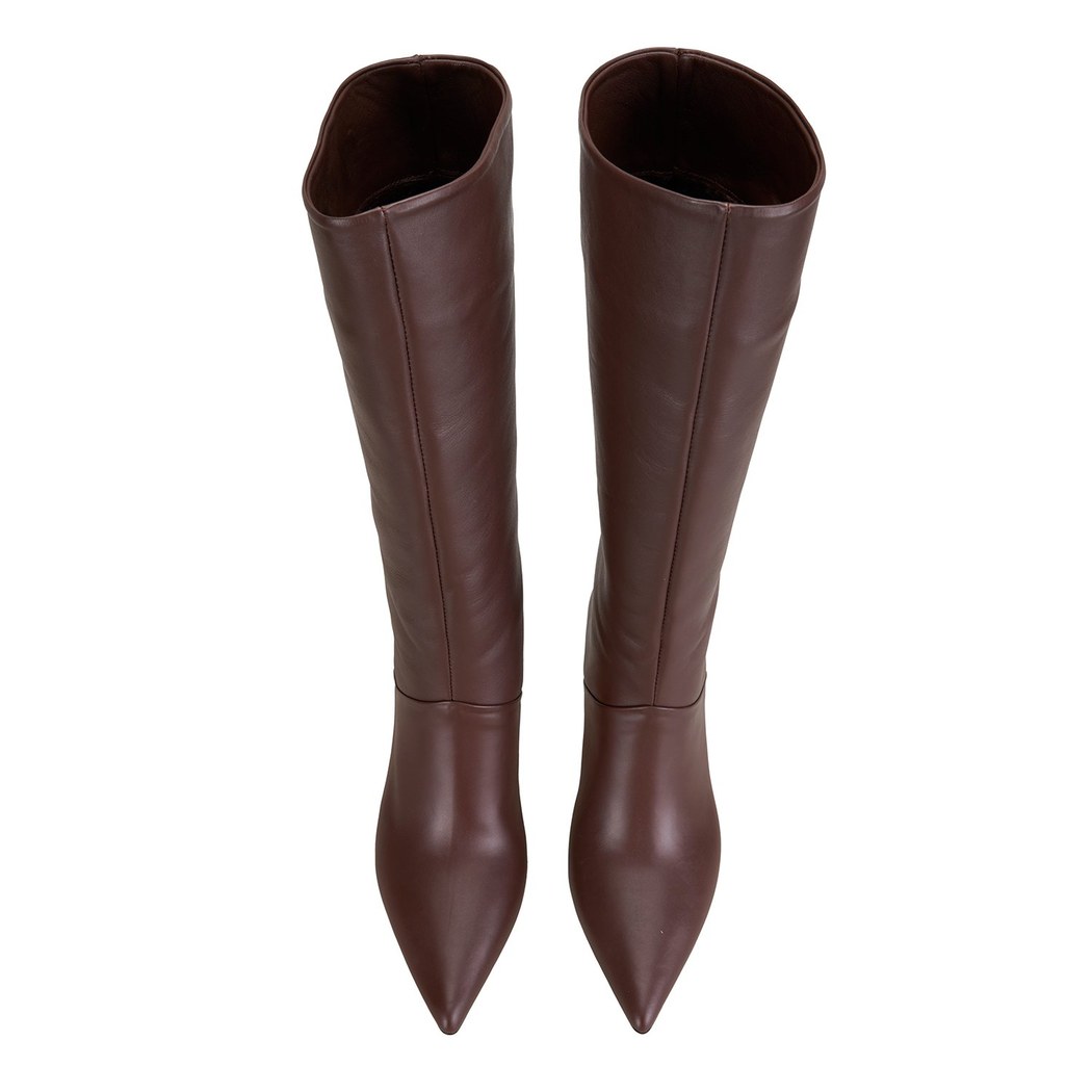 Kadın Kahve Topuklu Deri Çizme