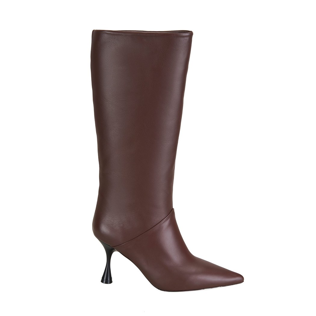 Kadın Kahve Topuklu Deri Çizme