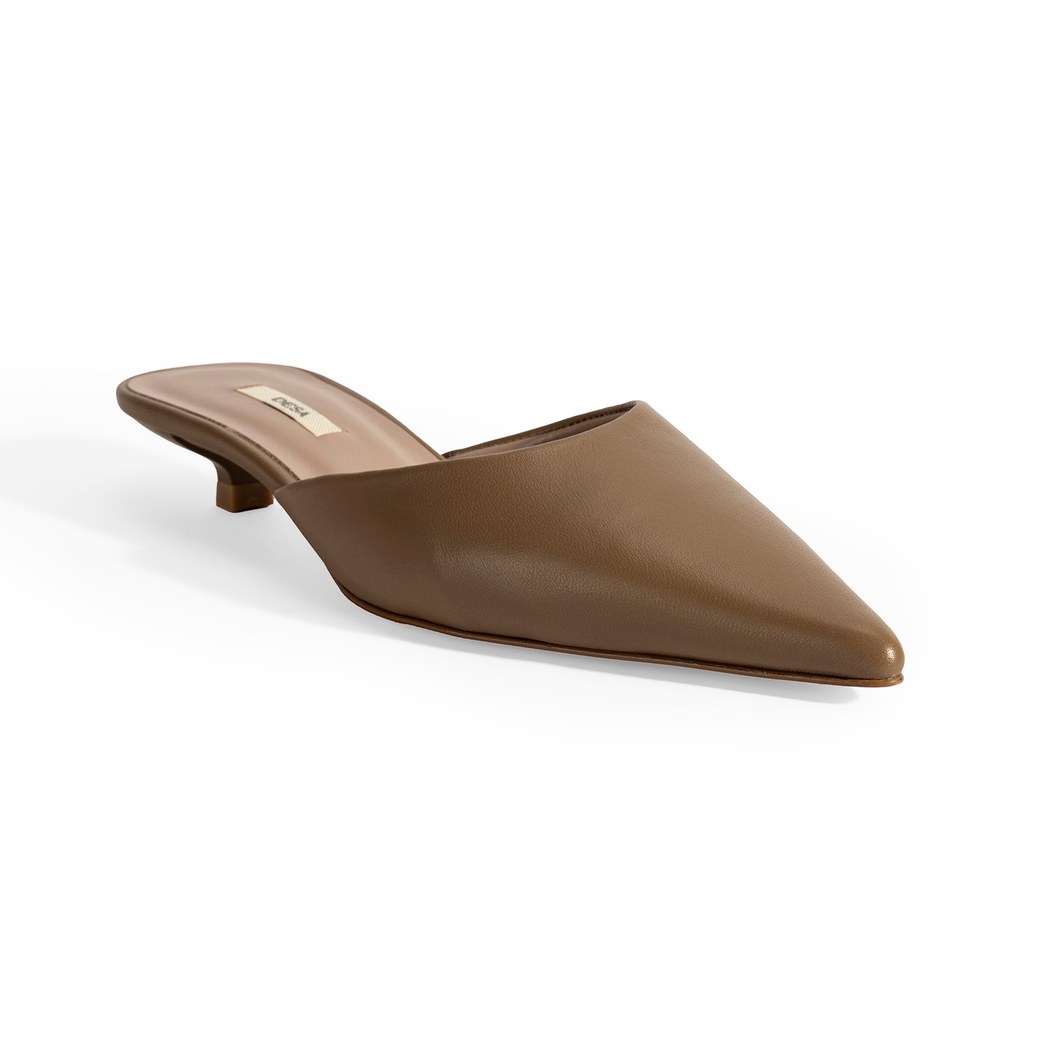 Kadın Kahve Topuklu Deri Terlik