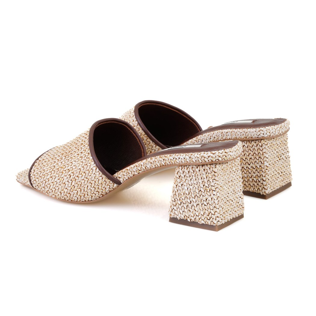 Kadın Kahve Topuklu Hasır Terlik