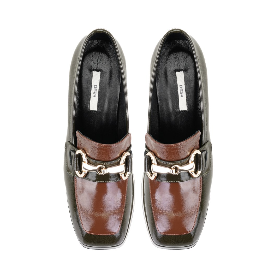 Kadın Kahve Topuklu Rugan Deri Loafer