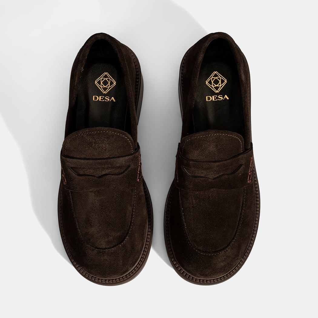 Kadın Kahve Topuklu Süet Loafer