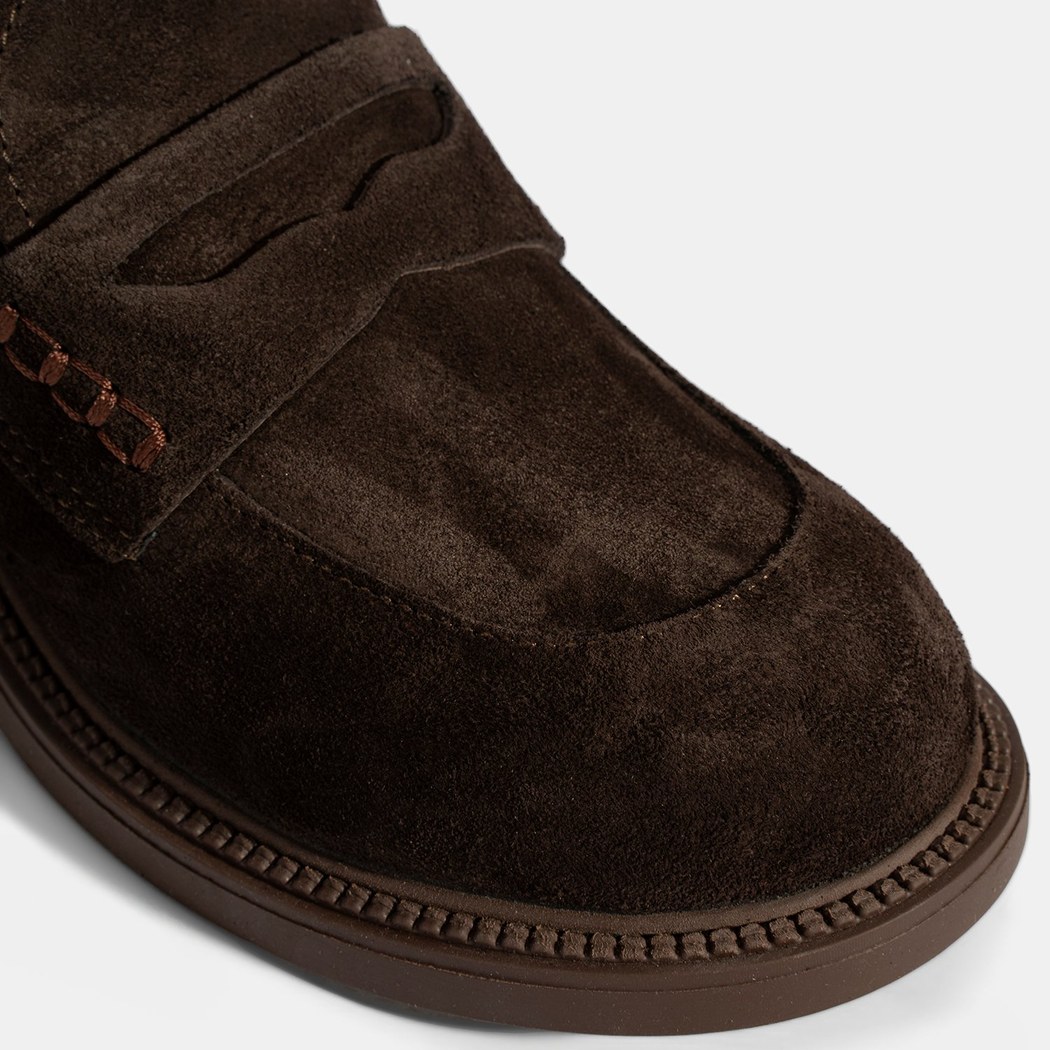 Kadın Kahve Topuklu Süet Loafer