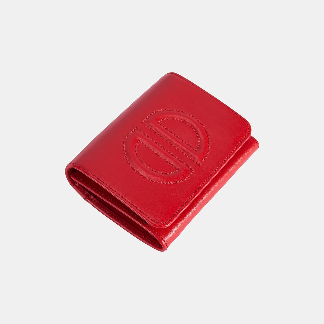 Kadın Kırmızı D Logolu Deri Cüzdan