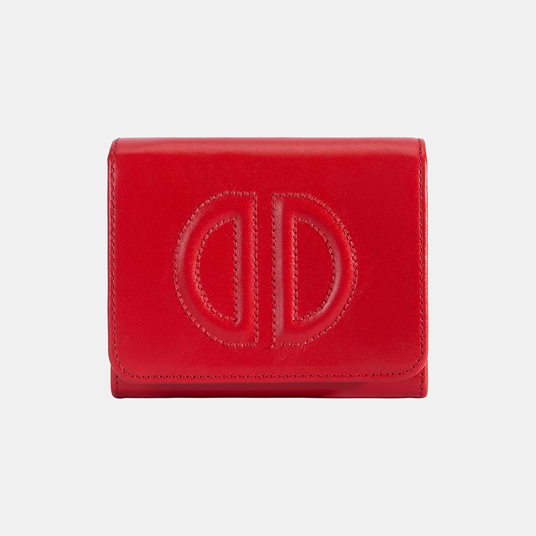 Kadın Kırmızı D Logolu Deri Cüzdan