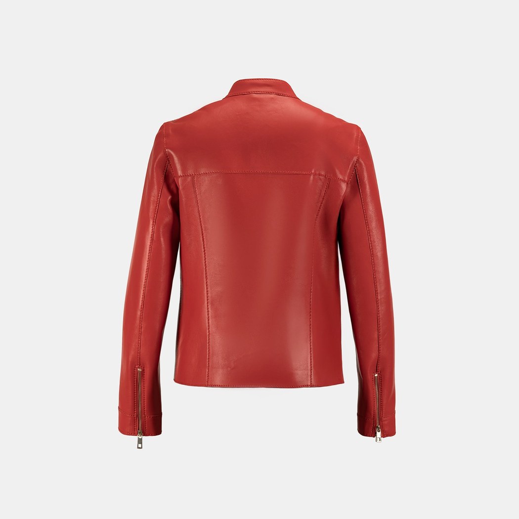 Kadın Kırmızı Deri Ceket