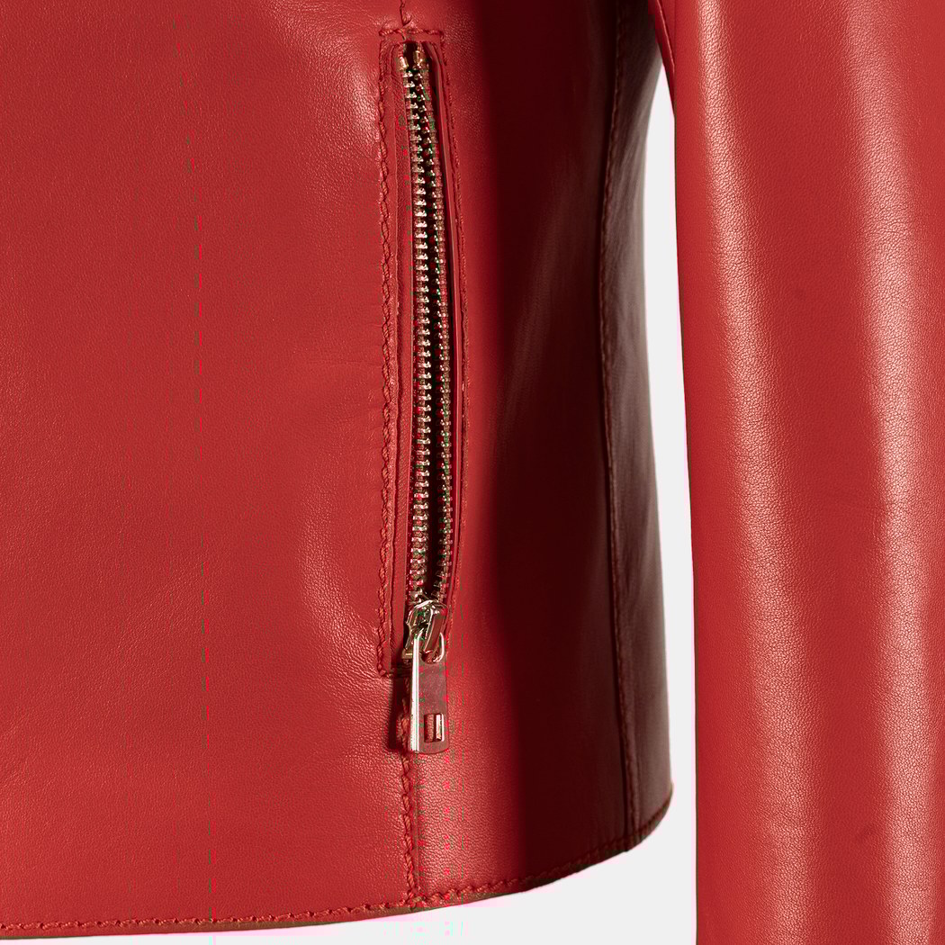 Kadın Kırmızı Deri Ceket