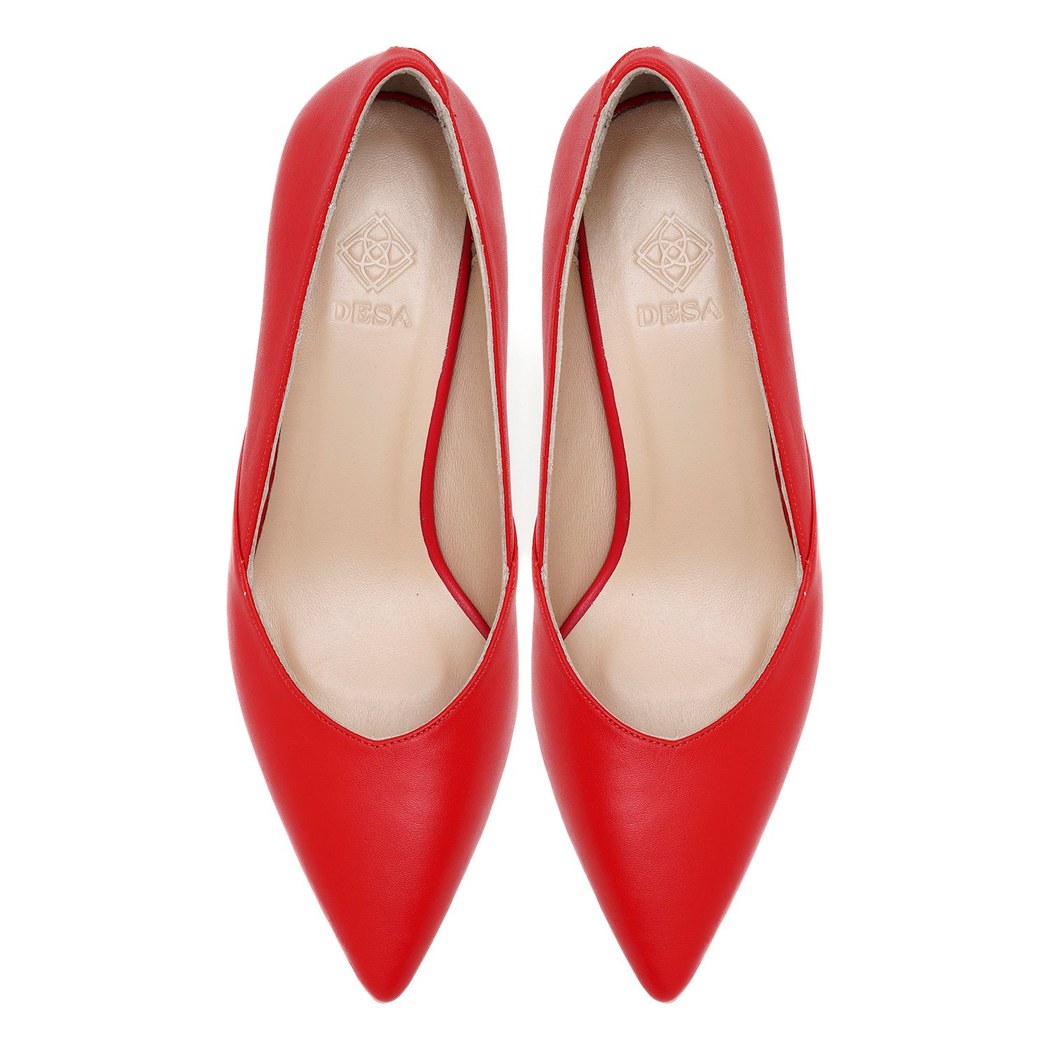 Kadın Kırmızı Deri Klasik Ayakkabı