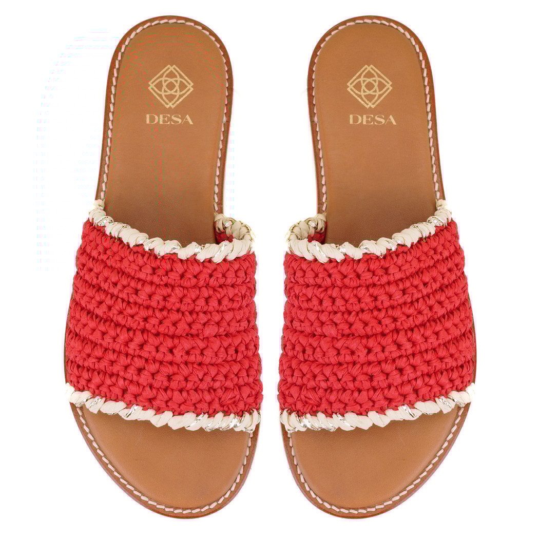 Kadın Kırmızı Örgülü Terlik