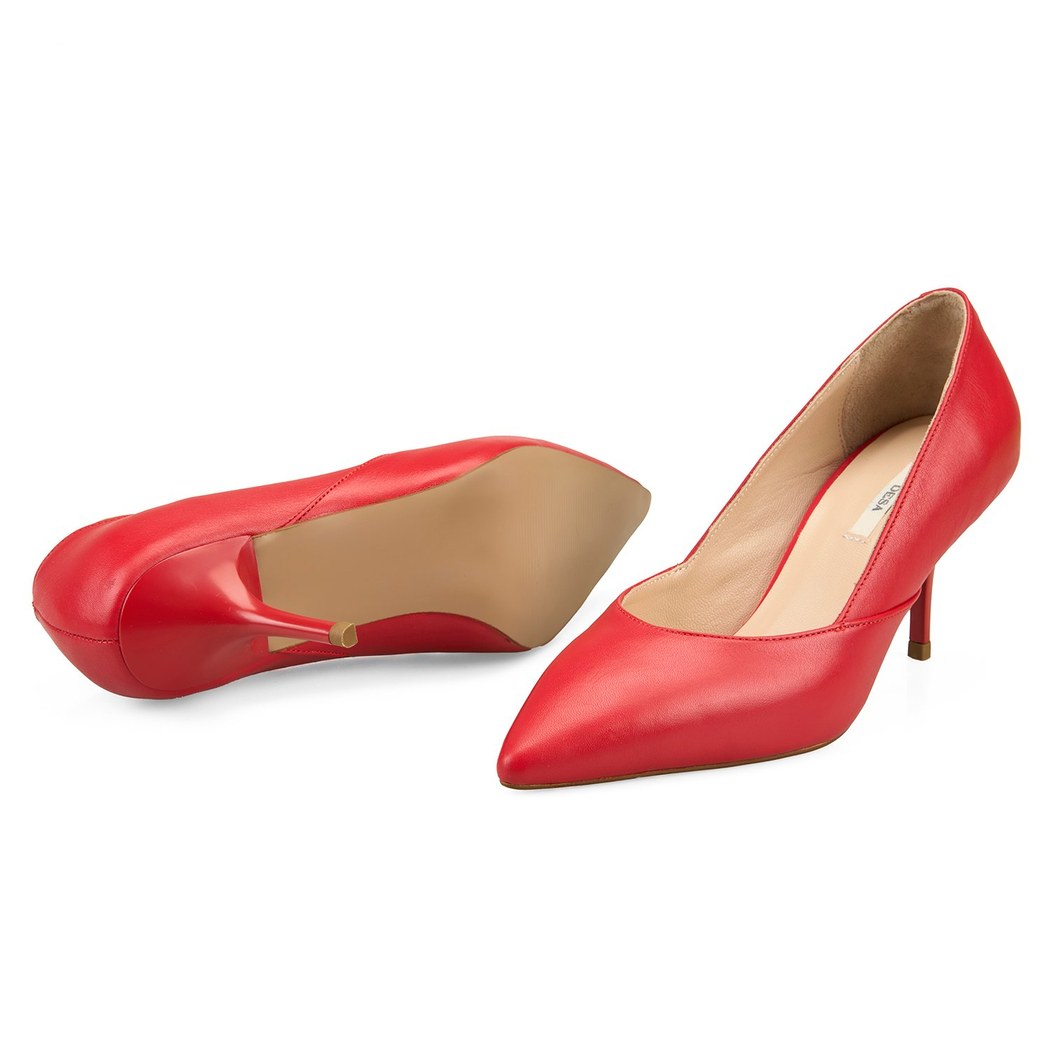 Kadın Kırmızı Topuklu Deri Stiletto