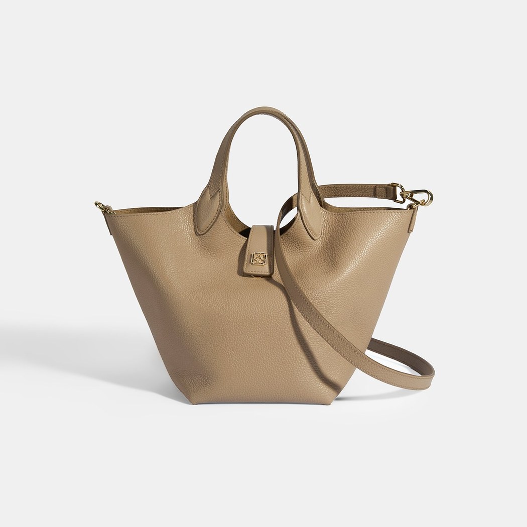 Kadın Koyu Bej Deri Omuz Çantası