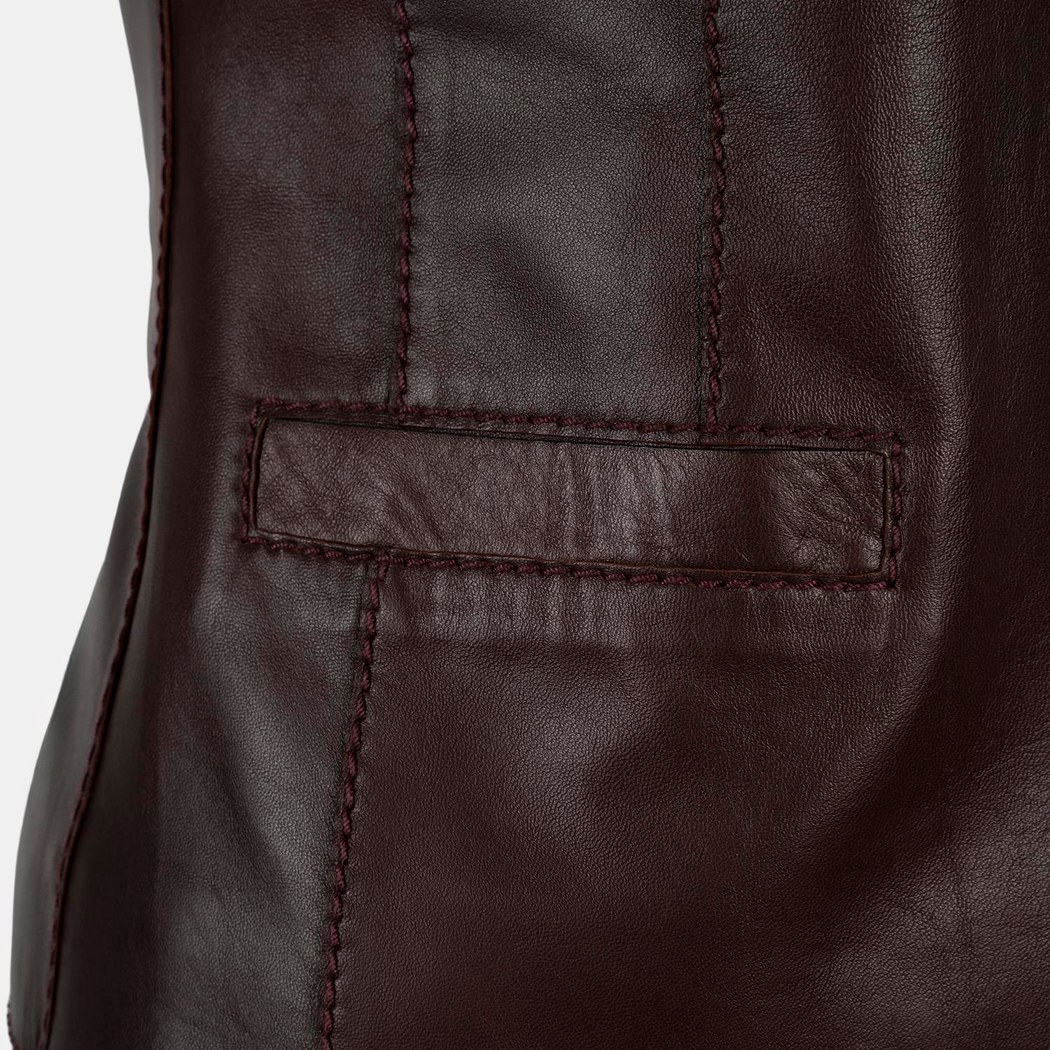 Kadın Koyu Kahve Deri Yelek