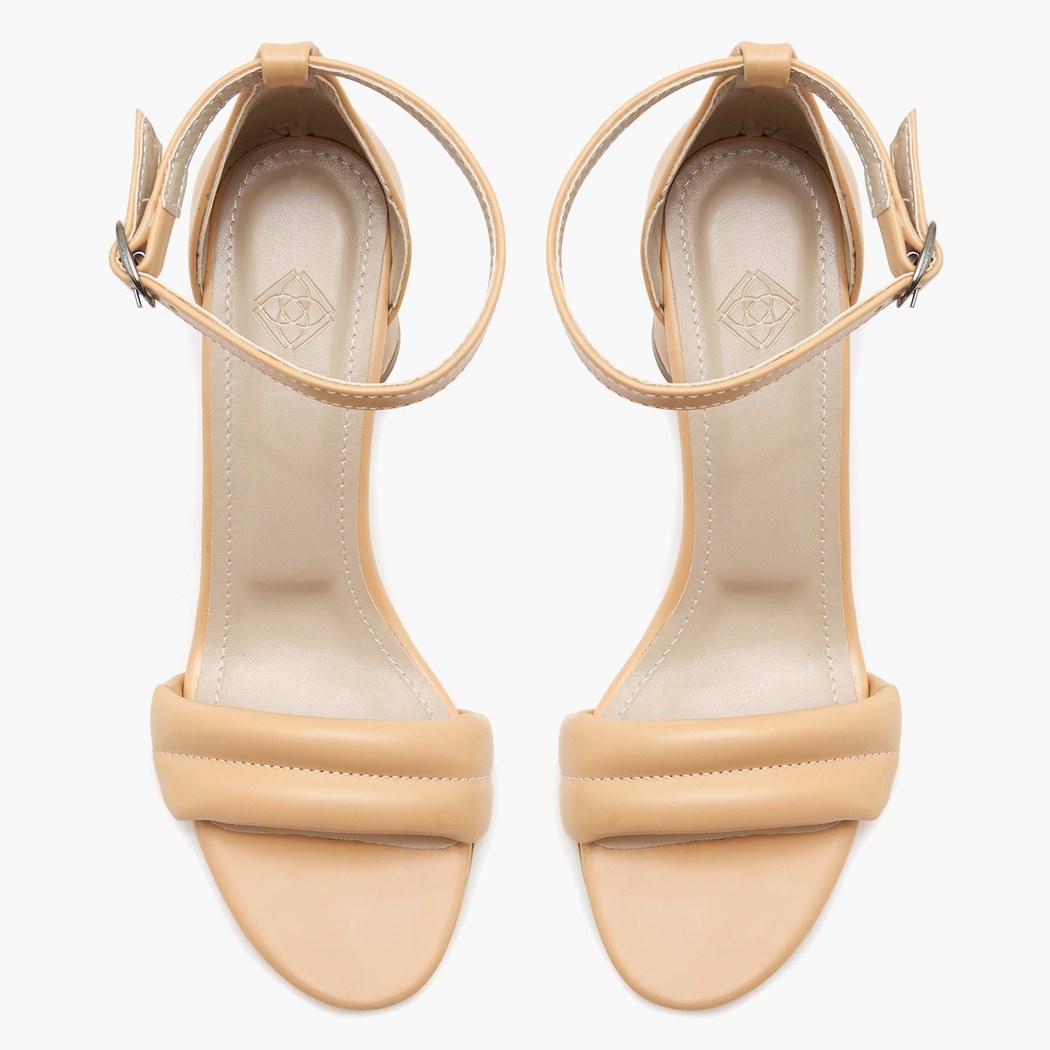 Kadın Krem Topuklu Sandalet 