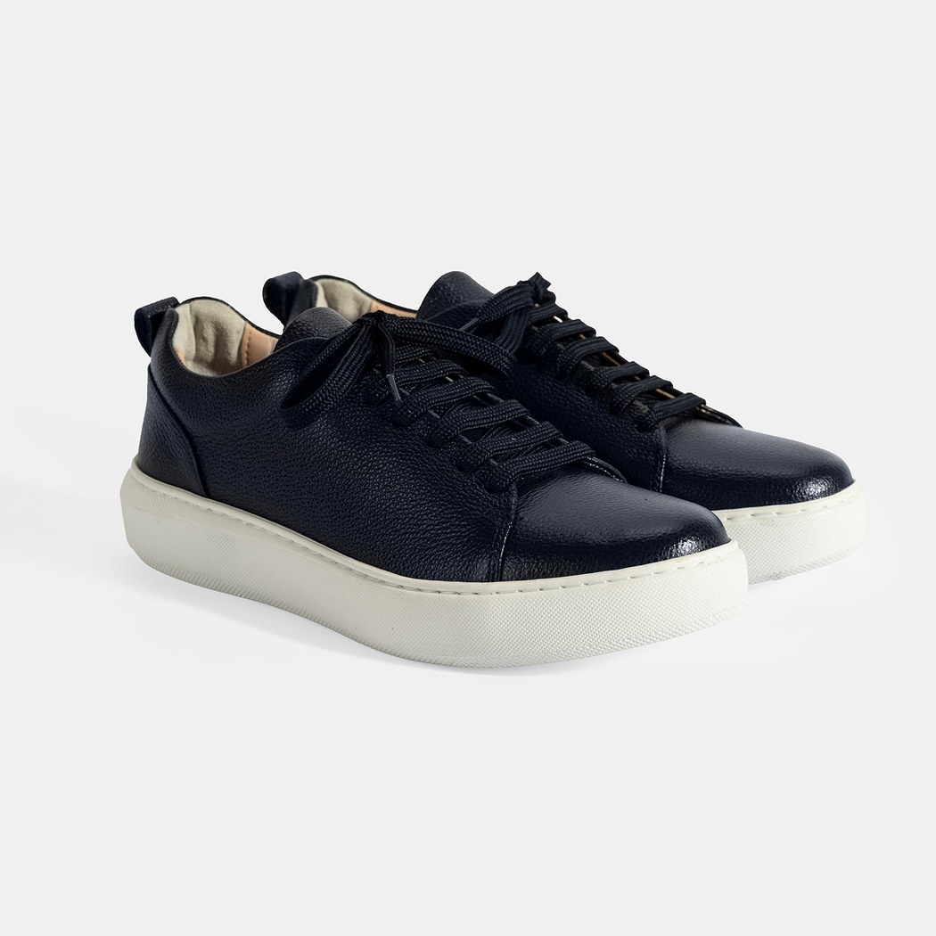 Kadın Lacivert Bağcıklı Deri Günlük Ayakkabı