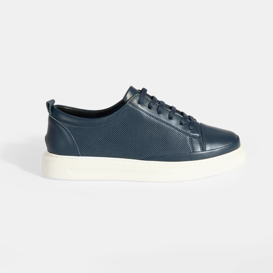 Kadın Lacivert Deri Bağcıklı Spor Ayakkabı