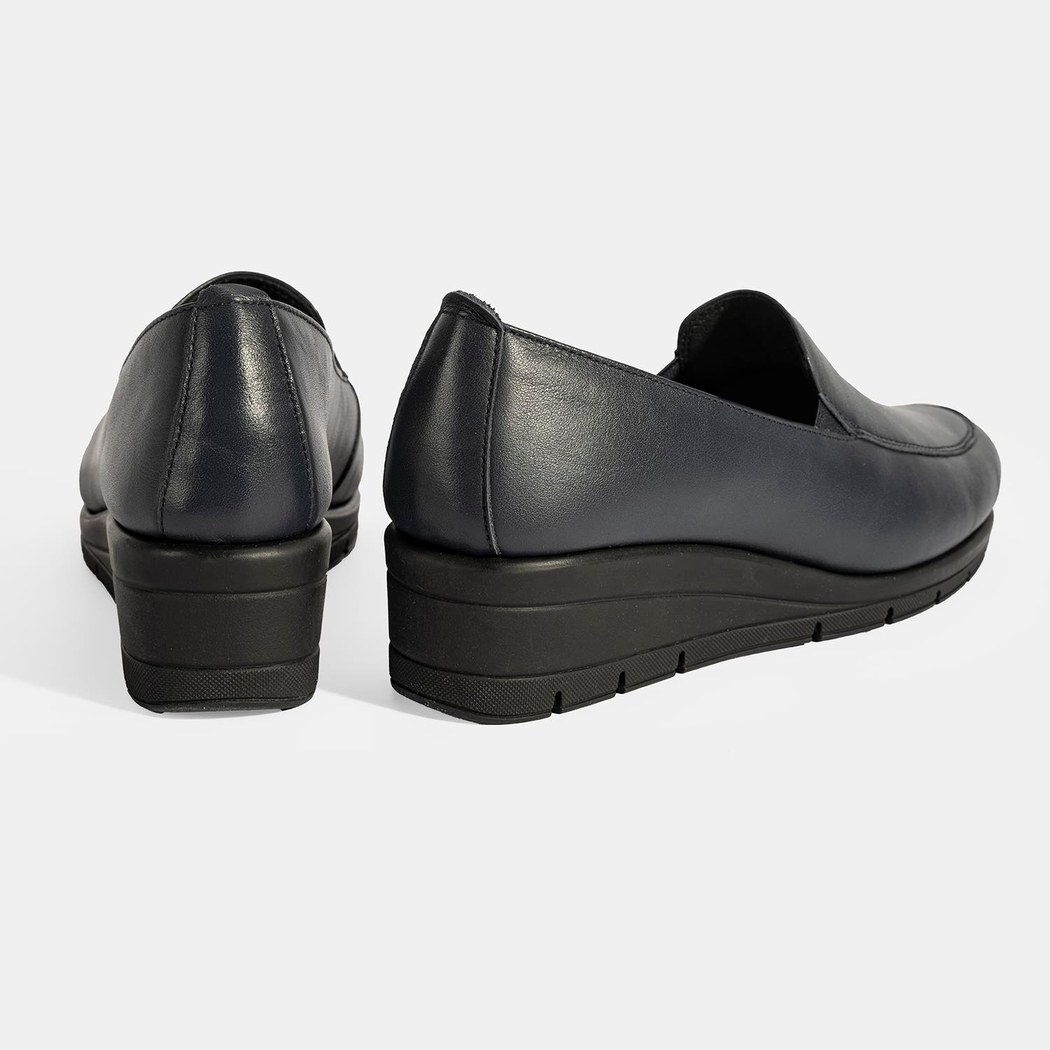 Kadın Lacivert DesaComfort Dolgu Topuklu Deri Ayakkabı