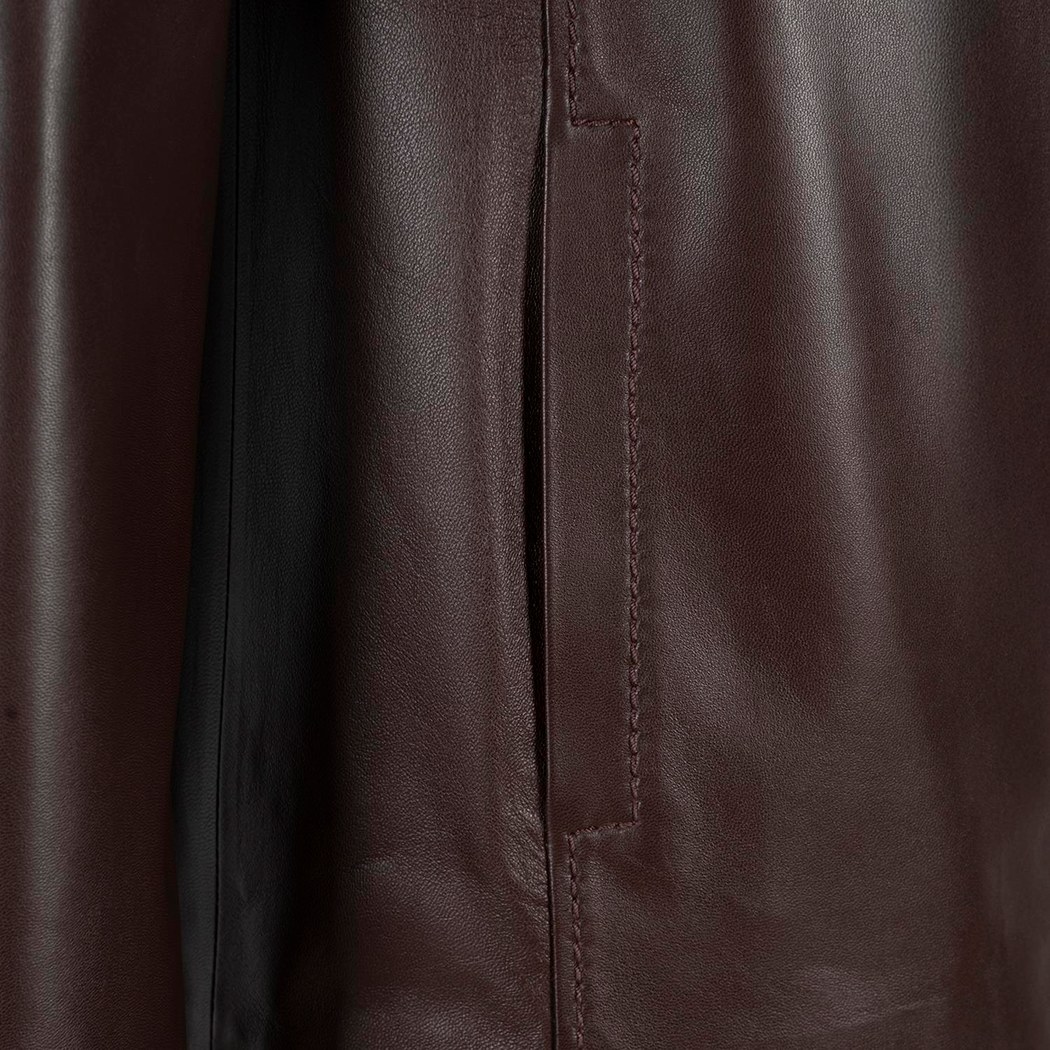 Kadın Lacivert Gömlek Yakalı Deri Ceket