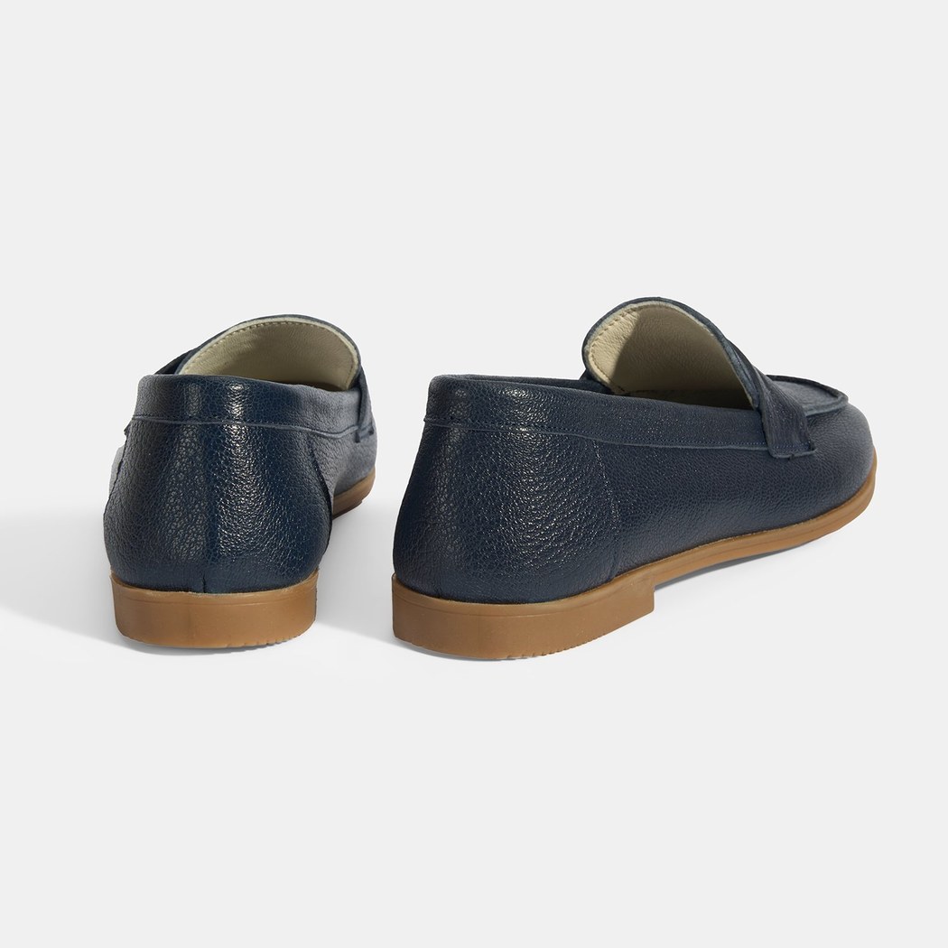 Kadın Lacivert Slip-On Deri Loafer