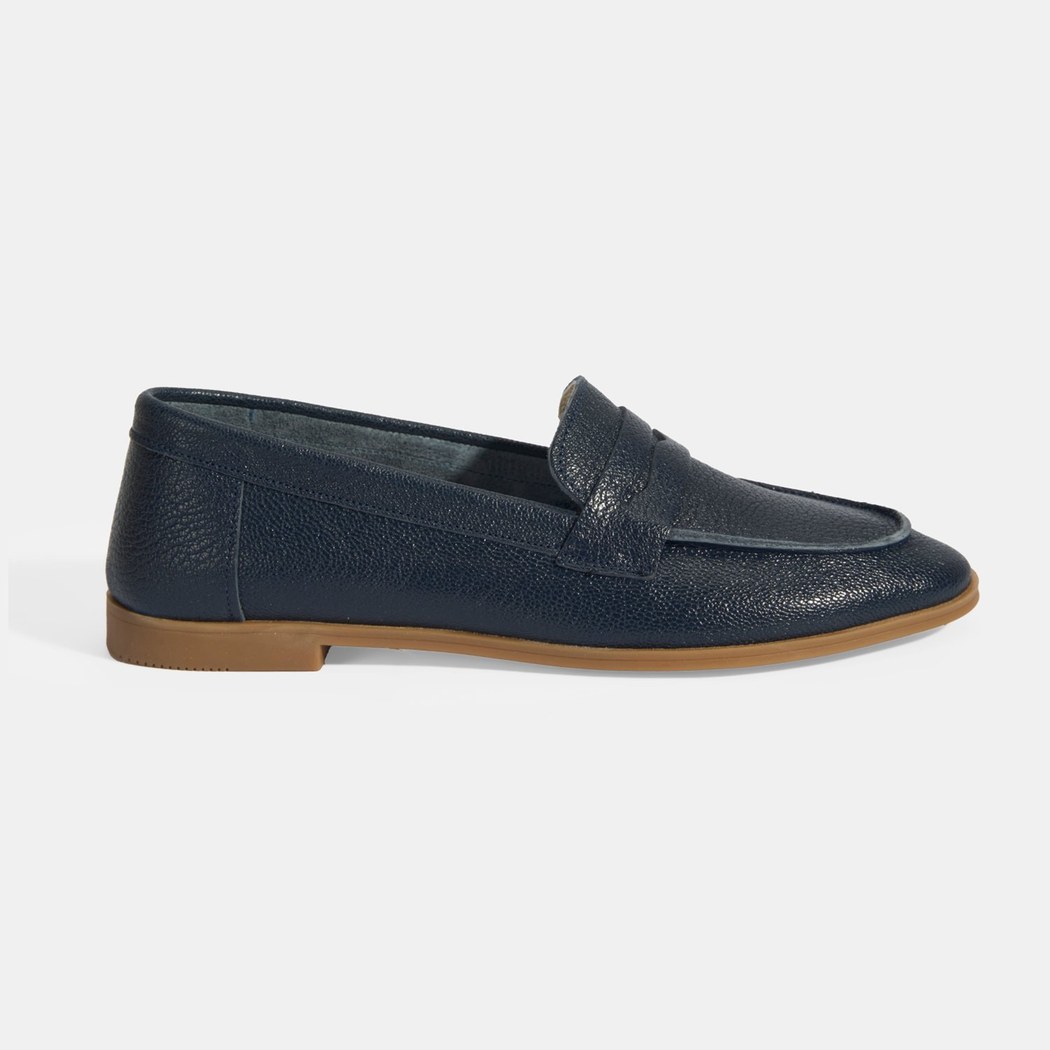 Kadın Lacivert Slip-On Deri Loafer