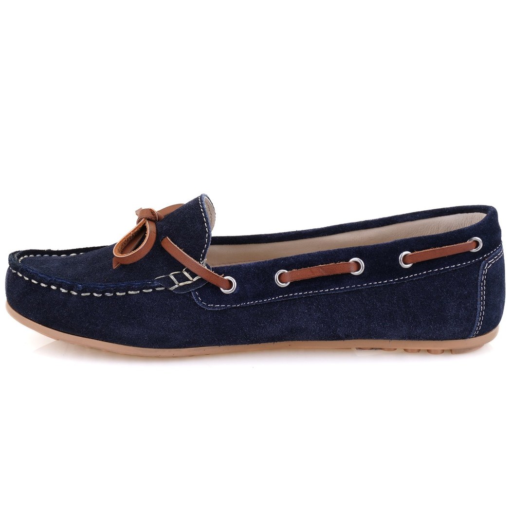 Kadın Lacivert Süet Deri Loafer