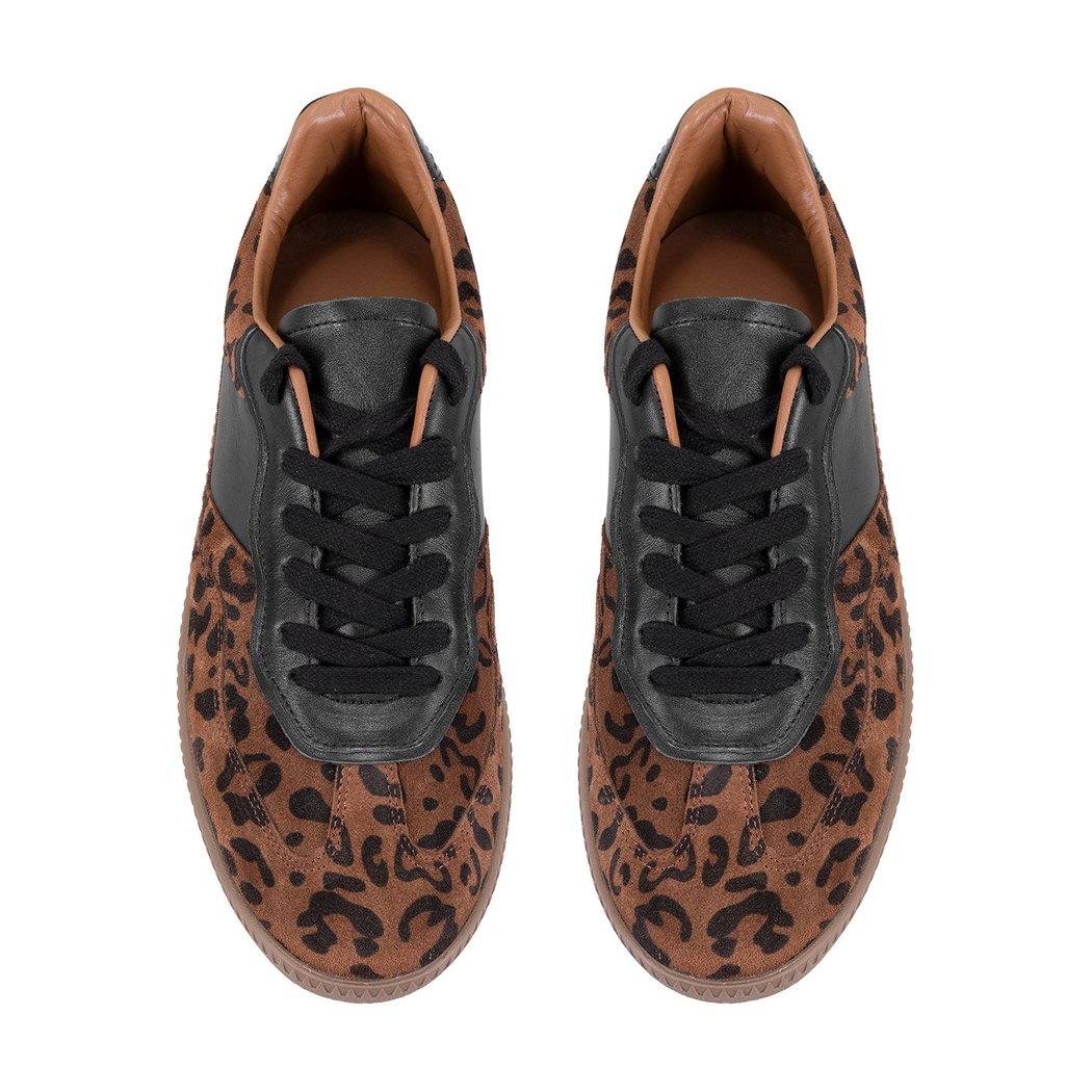 Kadın Leopar Baskılı Deri Sneaker