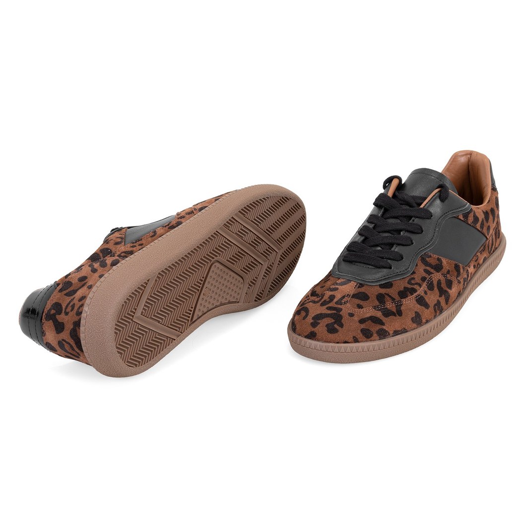 Kadın Leopar Baskılı Deri Sneaker