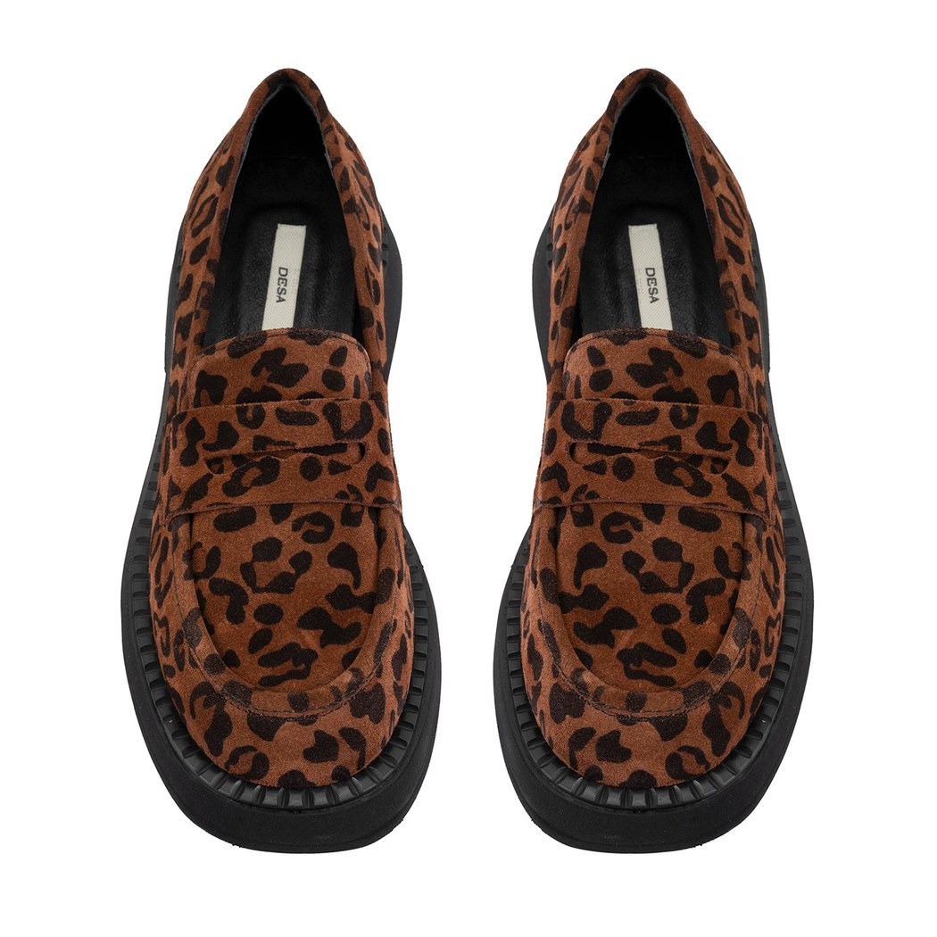 Kadın Leopar Günlük Loafer Süet Deri Ayakkabı