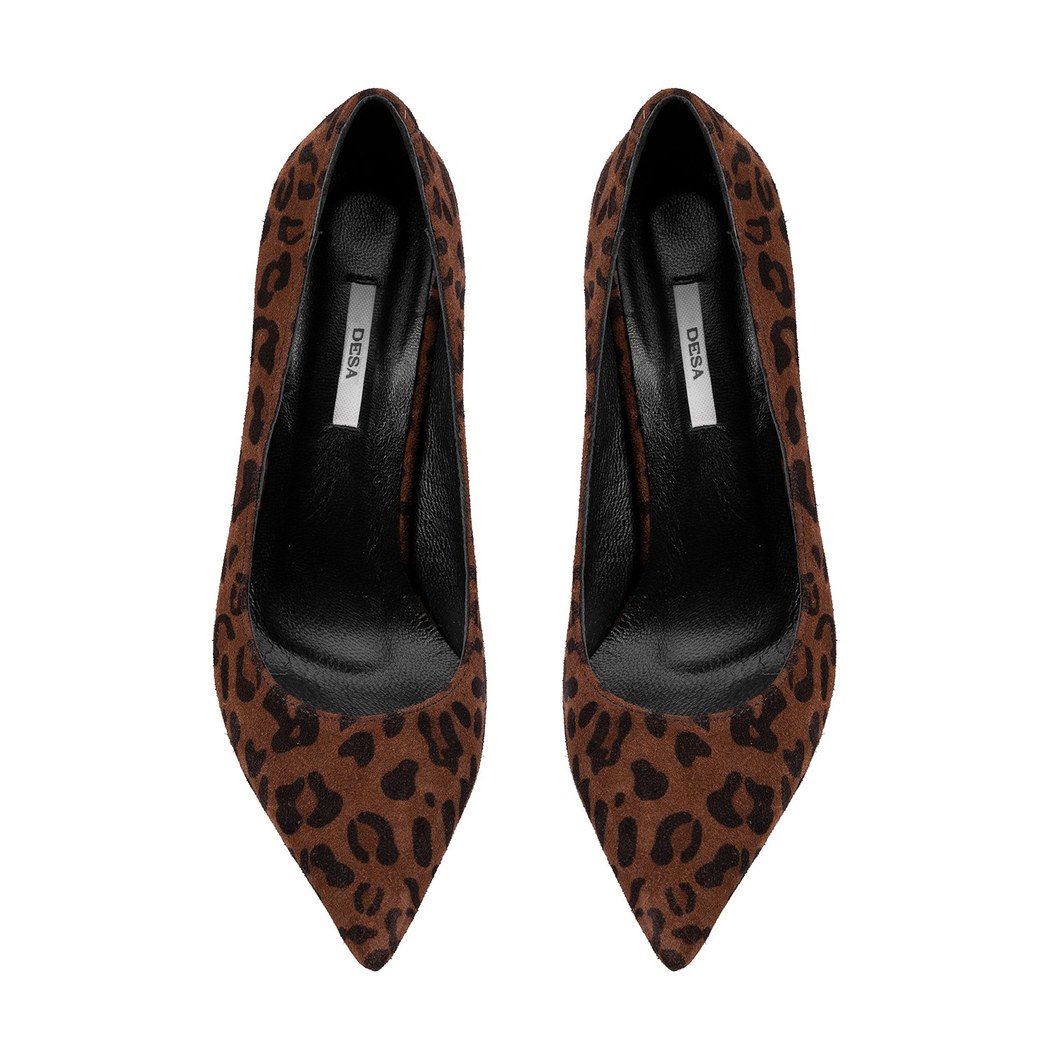 Kadın Leopar Süet Stiletto