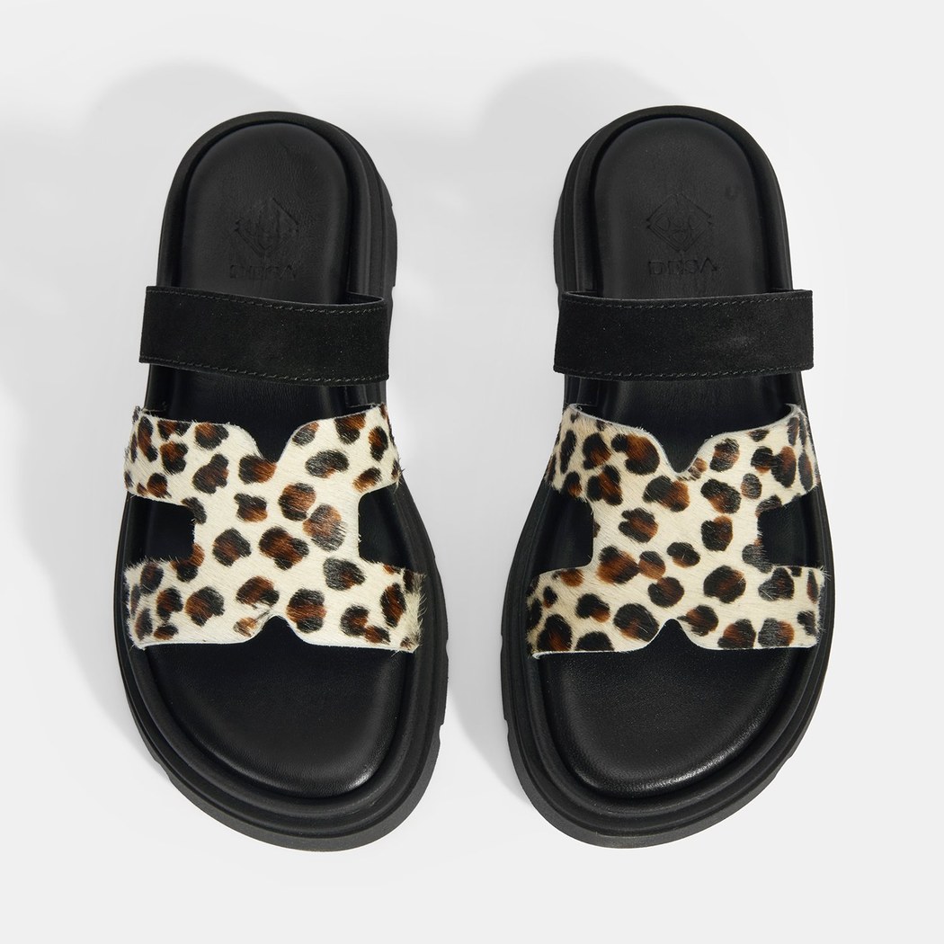 Kadın Leopar Süet Terlik