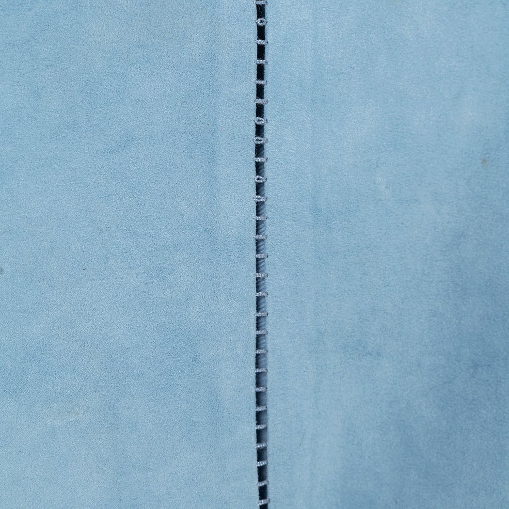 Kadın Mavi Askılı V Yaka Süet Bluz 