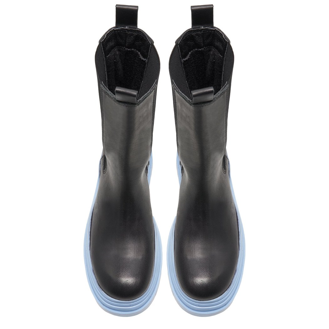 Kadın Mavi Deri Chelsea Bot