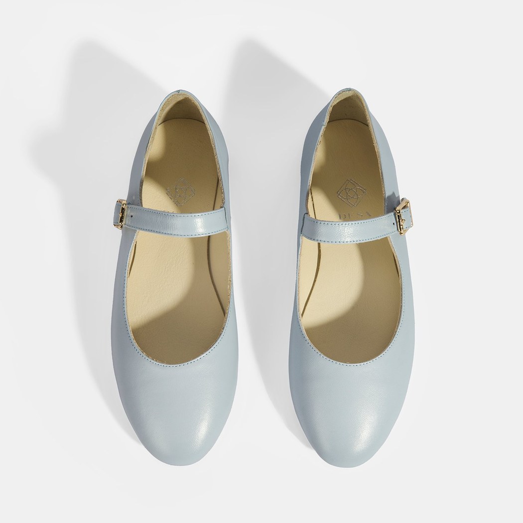 Kadın Mavi Deri Mary Jane Babet