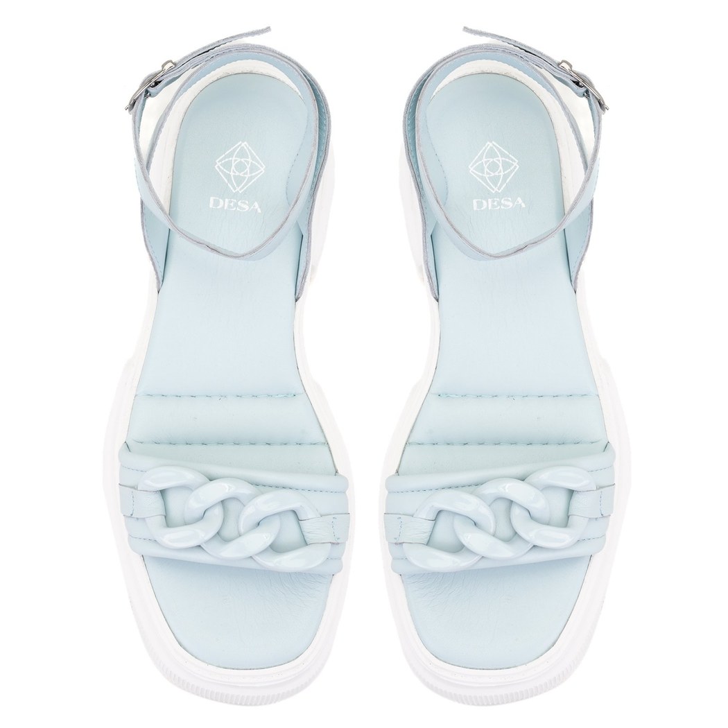 Kadın Mavi Deri Sandalet