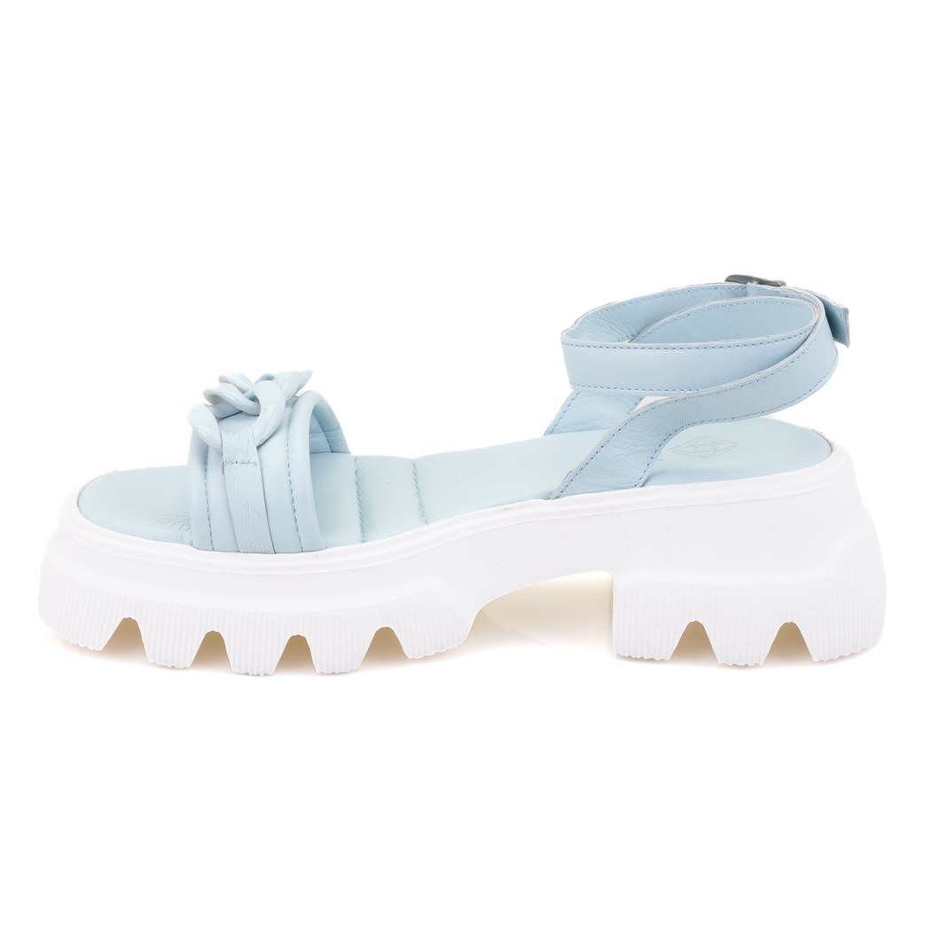 Kadın Mavi Deri Sandalet