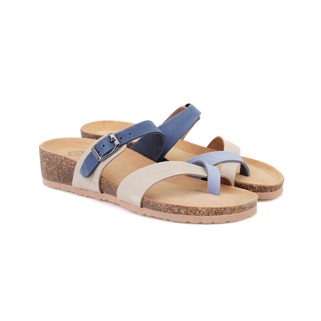 Kadın Mavi Nubuk Deri Terlik