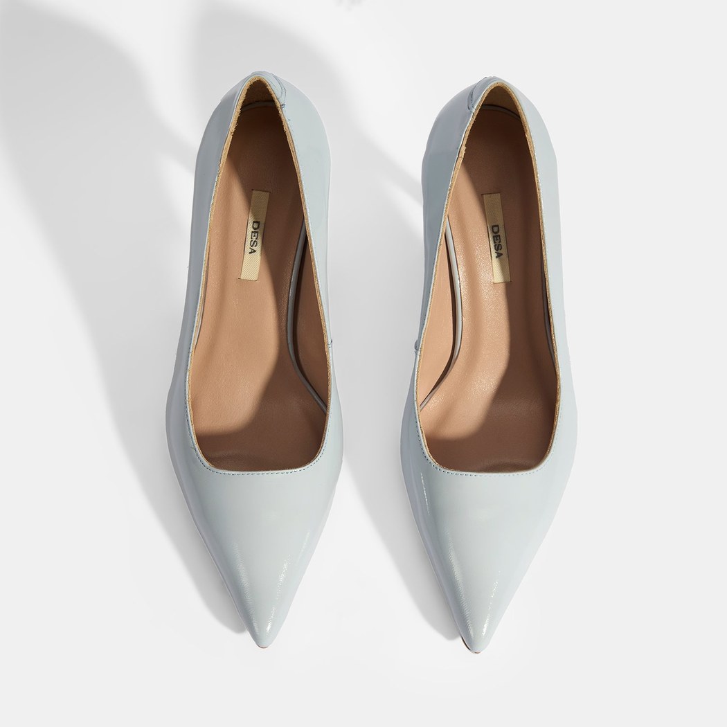 Kadın Mavi Rugan Topuklu Ayakkabı